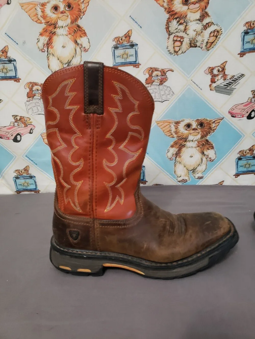 Ariat Men's Two-Tone Brown & Orange Western Work Boots Size 9D - Picture 2 of 11